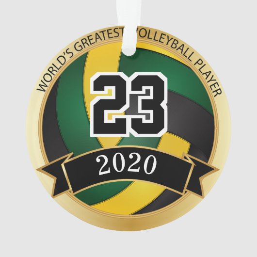 Volley-ball vert, jaune et noir | Texte do-it-your (dos)