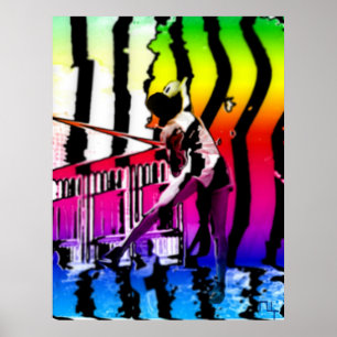 Volley smash graffiti poster