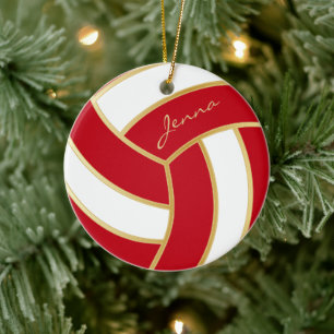 Volleybal aan de Rood- en Witzijde Keramisch Ornament