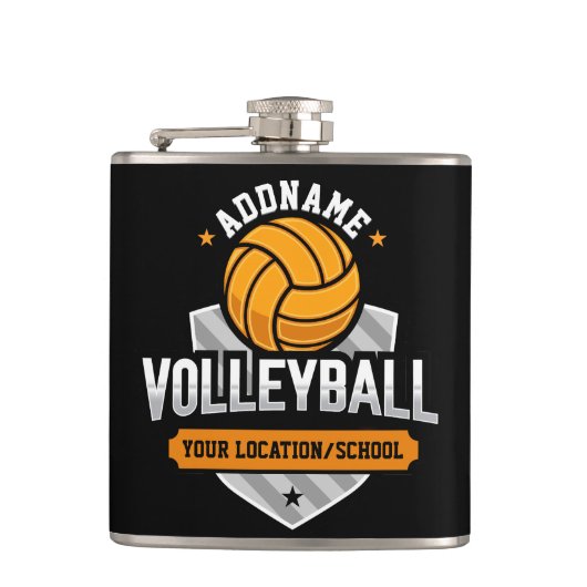 Volleybal ADD TEKST School Varsity Team Speler Heupfles (Voorkant)