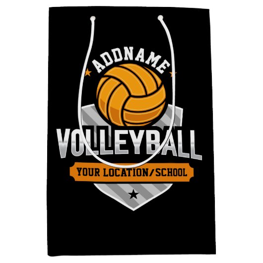 Volleybal ADD TEKST School Varsity Team Speler Medium Cadeauzakje (Voorkant)