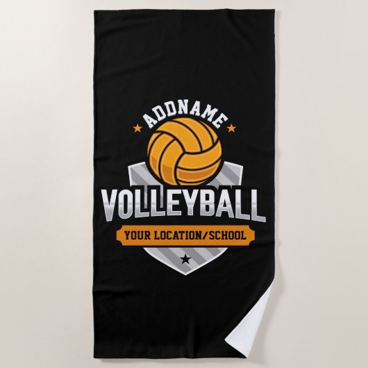 Volleybal ADD TEKST School Varsity Team Speler Strandlaken (Voorkant)