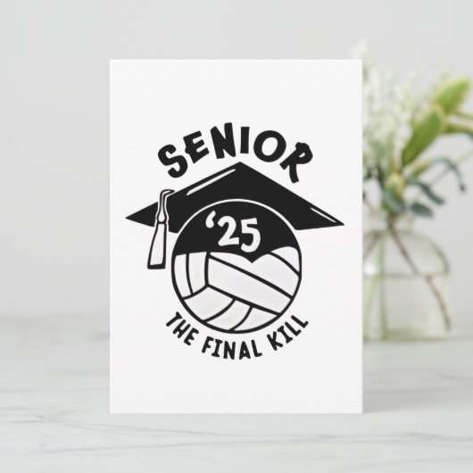 Volleybal Afstuderen 2025 Feestdagenkaart (Staand voorkant)