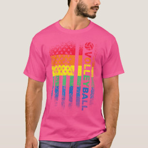 Volleybal Amerikaanse vlag Volleyballer Beach Voll T-shirt