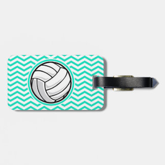 Volleybal; Aqua Green Chevron Bagagelabel