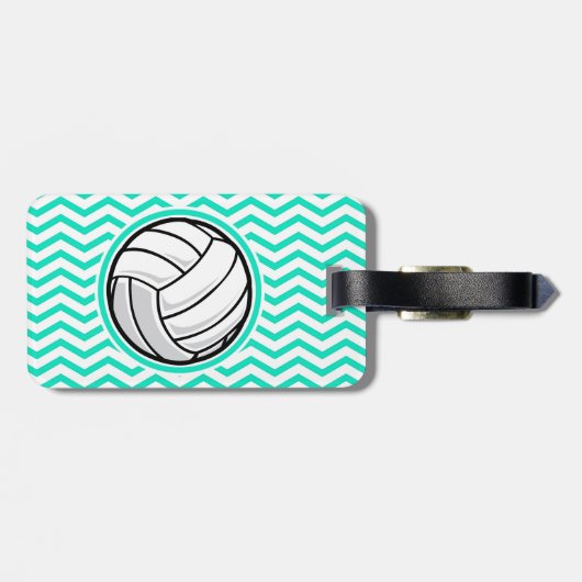 Volleybal; Aqua Green Chevron Bagagelabel (Achterkant horizontaal)
