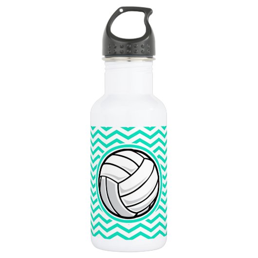 Volleybal; Aqua Green Chevron Waterfles (Voorkant)