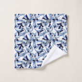 Volleybal Atleet Naam Navy Light Blue Bad Handdoek (Wasdoekje)