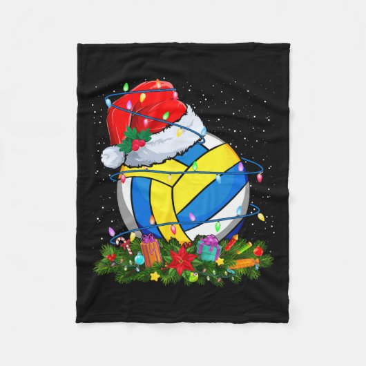 Volleybal bal Kerstman Hoed Kerstverlichting Grapp Fleece Deken (Voorkant)