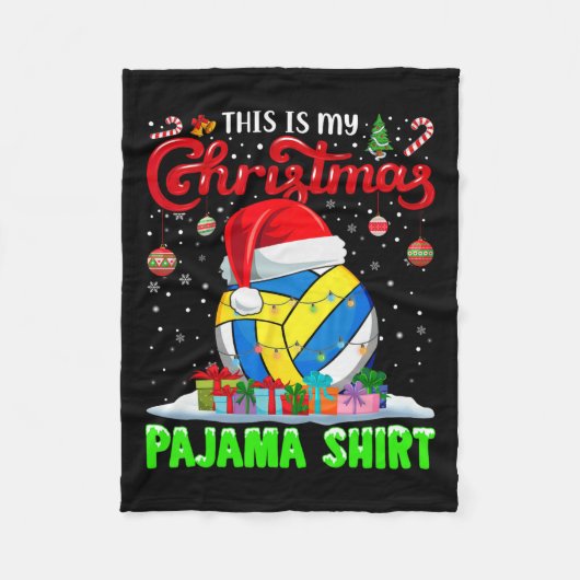 Volleybal bal Kerstman Hoed Kerstverlichting Grapp Fleece Deken (Voorkant)
