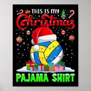 Volleybal bal Kerstman Hoed Kerstverlichting Grapp Poster