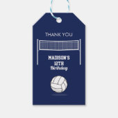 Volleybal Ball & Net Navy Blauw Verjaardag Naam Le Cadeaulabel (Voorkant)