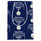Volleybal Ball & Net Navy Blauw Verjaardag Naam Le Medium Cadeauzakje (Voorkant)