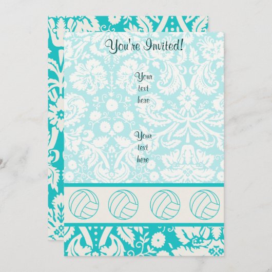 Volleybal; Cute Blauwgroen Kaart (Voorkant / Achterkant)