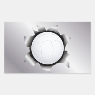 volleybal door metalen plaat rechthoekige sticker