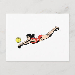 volleybal duikende vrouwelijke volleybalspeler briefkaart