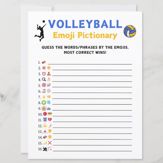 Volleybal Emoji Pictionary Game (Voorkant)
