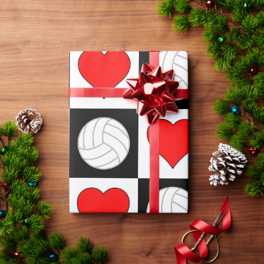 Volleybal en Gezichtszwart & Wit Gecontroleerd Cadeaupapier (Feestdagen Geschenken)
