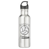 Volleybal en net gepersonaliseerd waterfles  (Voorkant)