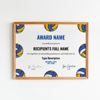 Volleybal Excellence Award Certificaat Poster
