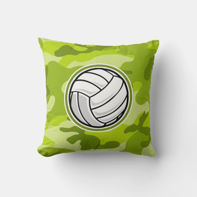 Volleybal; felgroene camo, camouflage kussen (Voorkant)