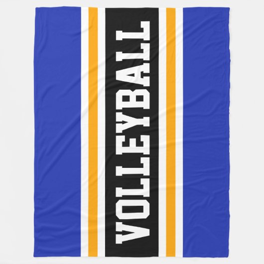 VOLLEYBAL Fun Navy Blauw Geel Zwart Strepen Fleece Deken (Voorkant)