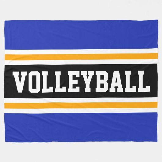 VOLLEYBAL Fun Navy Blauw Geel Zwart Strepen Fleece Deken (Voorkant (Horizontaal))