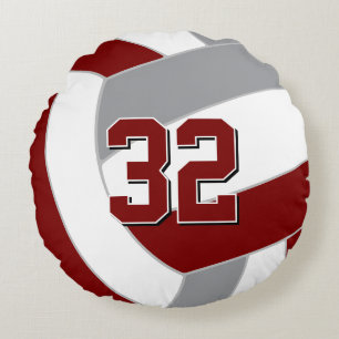 volleybal gelukkige plek bordeauxrood grijs ELKE t Rond Kussen