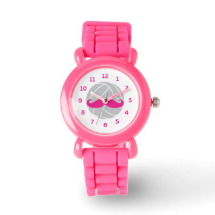 Volleybal glitter roze snor volleybal horloge