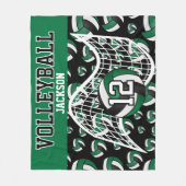 Volleybal - Groen, Zwart en Wit Fleece Deken (Voorkant)