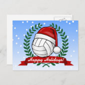 Volleybal het dragen van een Kerst pet Custom Feestdagenkaart (Voorkant / Achterkant)