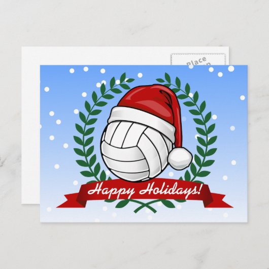 Volleybal het dragen van een Kerst pet Custom Feestdagenkaart (Voorkant / Achterkant)
