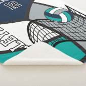 Volleybal 🏐 in blauw, Blauwgroen, grijs en wit Sherpa Deken (3/4)