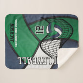 Volleybal 🏐 in blauw, groen en wit sherpa deken (Voorkant (horizontaal))