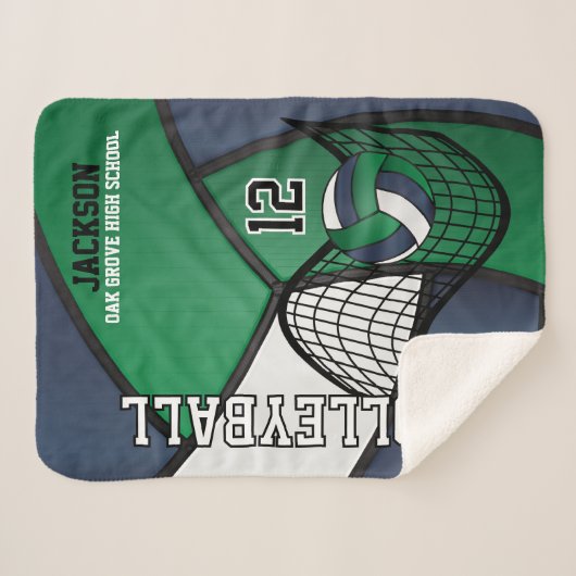 Volleybal 🏐 in blauw, groen en wit sherpa deken (Voorkant (horizontaal))