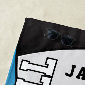 Volleybal in de blauwe, zwarte en witte keuken strandlaken