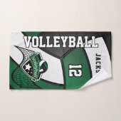 Volleybal in donkergroen, zwart en wit handdoek (Handdoek)