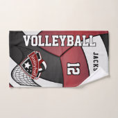 Volleybal in donkerrood, zwart en wit handdoek (Handdoek)