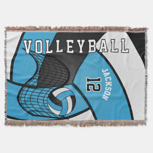 Volleybal 🏐 in een babyblauw, wit en zwart deken