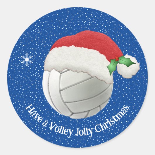 Volleybal in een Santa Hat Design Sticker (Voorkant)
