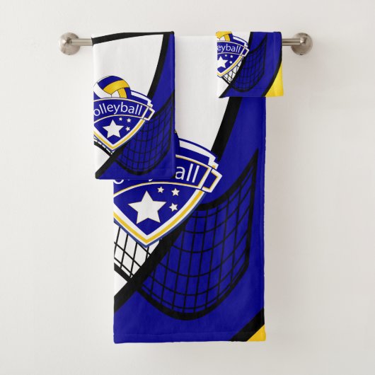 Volleybal in geel, blauw en wit bad handdoek (Insitu)