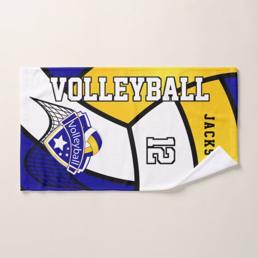 Volleybal in geel, blauw en wit handdoek (Handdoek)