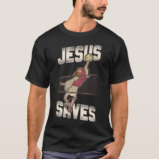 Volleybal Jesus redt Jesus  T-shirt (Voorkant)