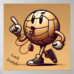 Volleybal karakter coach werken poster
