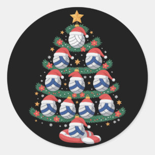 Volleybal Kerstboom Lichtjes Sportspeler Ronde Sticker