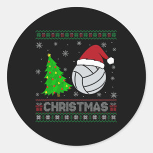 Volleybal kerstboom Lighting Ugly Christmas Sweat Ronde Sticker