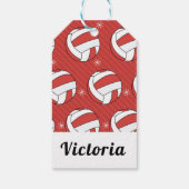 Volleybal kerststreep feestbal en sneeuw cadeaulabel (Achterkant)