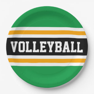 VOLLEYBAL Leuk Helder Groen Zwart Oranje Strepen Papieren Bordje