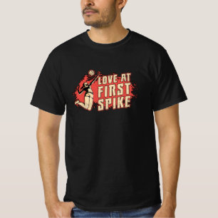 Volleybal liefde bij eerste staking volleybal spel t-shirt