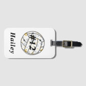 Volleybal met naam en Jersey nummer Bagagelabel (Voorkant (horizontaal))